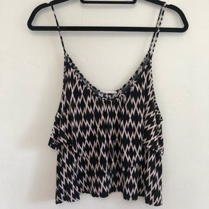 Lush Aztec Spaghetti Strap Tan And Black Crop Top